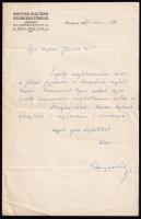 1927 Bangha Béla (1880-1940) teológus, író, jezsuita szerzetes autográf köszönő levele, aláírással, Magyar Kultúra folyóirat fejléces papírján.