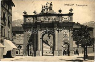 1918 Innsbruck (Tirol), Trumphporte / triumphal gate, tram (EK)