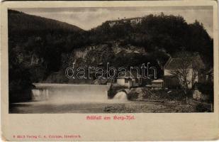 Innsbruck (Tirol), Sillfall am Berg-Isel / waterfall + "K.u.K. Garnisonsspital Nr. 10. in Innsbruck" (EK)