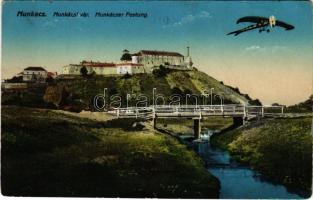 1920 Munkács, Mukacheve, Mukachevo, Mukacevo; vár, híd, repülőgép montázs / Munkácser Festung / castle, bridge, aircraft montage (r)