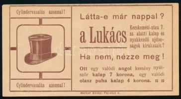 Lukács kalap számolócédula