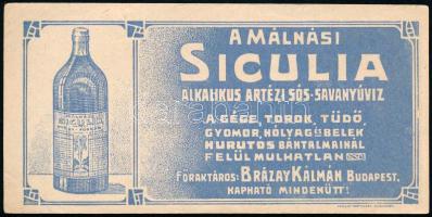 Málnási Siculia sós savanyúvíz számolócédula