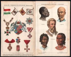 cca 1893 15 db vegyes témájú nyomat az Athenaeum Kézi Lexikonából, klf. témákban (magyar katonaság, ...