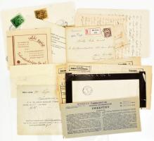 Vegyes papírrégiség tétel: esküvői meghívó, csekkfüzet, gyászjelentés, levelek, Léva (Felvidék) viss...