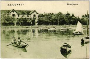 Keszthely, Balatonpart, csónakok. Buday és Fisch kiadása