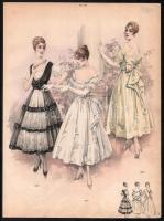 cca 1900-1915 8 db többségében színes női divatkép, litográfia, papír, részben sérült és kissé folto...
