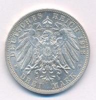 Német Birodalom / Baden 1912G 3M Ag "II. Frigyes" T:AU,XF German Empire / Baden 1912G 3 Ma...