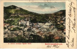 1902 Selmecbánya, Schemnitz, Banská Stiavnica; Város látképe Újvár felől / view from Novy zámok