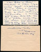 1960 Nagymaros, Mattioni Eszter (1902-1993) képző- és festőművész autográf sorai üdvözlő kártyán, Tö...