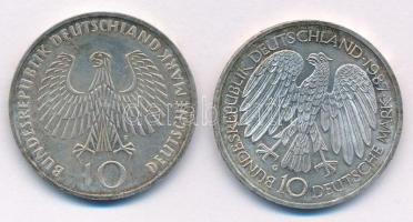 NSZK 1972F 10M Ag "Olimpia" + 1987G 10M Ag "Négyesfogat" T:AU patina
GFR 1972F ...