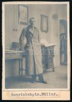 cca 1916 Müller vezérkari százados, kartonra ragasztott fotó, feliratozva, 10,5×8 vm