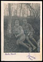 cca 1915 Két katona portréja, K.u.k. Infanterieregiment Erzherzog Karl Stephan Nr. 8, elküldött fotólap, 13×9 cm
