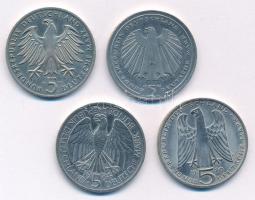 NSZK 1980-1985. 5M Cu-Ni (4xklf emlékkiadás), benne: Luther Márton, a Német Vasút, a Német Vámunió, ...