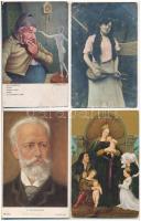 35 db RÉGI motívum képeslap vegyes minőségben: művész, zeneszerzők, vallás / 35 pre-1945 motive postcards in mixed quality: art, religion, composers