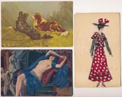 35 db RÉGI motívum képeslap vegyes minőségben: művész, zeneszerzők, vallás / 35 pre-1945 motive post...