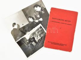 1961 MSZMP tanulmányi könyv, iparőr őrvezető részére kiállítva + 2 db iparőröket ábrázoló fotó, 9x6 cm és 12x9 cm