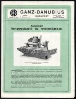 cca 1900 Ganz-Danubius kombinált hengercsiszoló- és rovátkológépek prospektusa, 6p