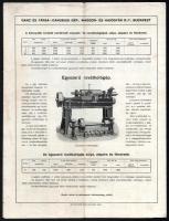 cca 1900 Ganz-Danubius kombinált hengercsiszoló- és rovátkológépek prospektusa, 6p