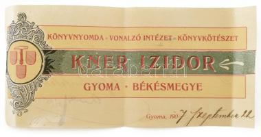 1907 Kner Izidor nyomdász autográf aláírása számla fejlécen