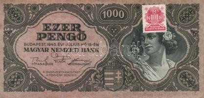 1945. 1000P "B" lemezhibás bélyeggel T:II+