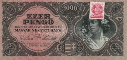 1945. 1000P "B" lemezhibás bélyeggel T:I