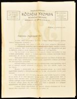 1899 Országos Központi Községi nyomda vállalat házszám reklám nyomtatványa képekkel 4p.