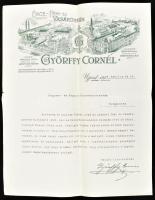 1904 Ujpest Györffy Cornél ércz, fém és vasárúgyár fejléces levélpapír.