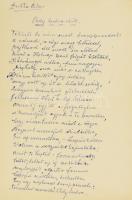 Dutka Ákos (1881-1972) költő, író "Ady szobra előtt" c. versének kézirata, 1 beírt oldal.