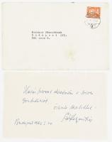 1962 Székely Mihály (1901-1963) kétszeres Kossuth-díjas operaénekes köszönő sorai, aláírásával, borítékkal.