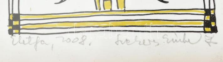 Szekeres Erzsébet (1938-): Életfa, 2008. Vegyes technika, papír, jelzett. Üvegezett fakeretben. 15x1...