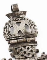 Ezüstözött etióp kereszt, hajlítható, h: 9,5 cm