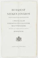 1897 Budapest Székesfőváros a Magyar Állam ezredéves fennállásnak megünneplésére 1896 május 11-én tartott ünnepélyes rendkívüli közgyűlése. Bp., 1897. Székesfvárosi házinyomda. 20p.