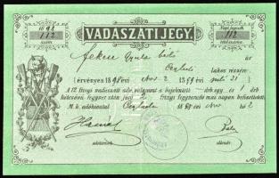 1898 Vadászati jegy, vadászjegy
