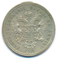 1910. 20kr "Veretett 1910 évben ezüstözött" fém játékpénz magyar és román felirattal T:XF ...