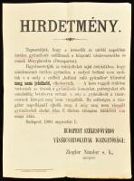 1900 Éretlen gyümölcs eladásának tiltása a Vásárcsarnokban plakát 21x25 cm