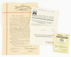 1934 Baross Szövetség igazolvány az 1934. évre + 3 db nyomtatvány