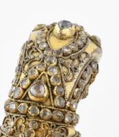 Dísztőr markolat, tűzi aranyozott, kőhiánnyal, h: 6 cm