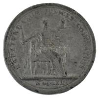 Franciaország 1662. "XIV. Lajos / IV. Károly lotharingiai herceg tiszteleg Bar hercegsége előtt" Sn emlékérem (41mm) T:VF,F ph. France 1662. "Ludwig XIV / Duke Charles IV of Lorraine pays homage for the Duchy of Bar" Sn commemorative medallion (41mm) C:VF,F edge error