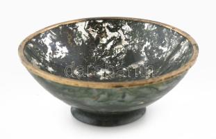 Achát (?) csésze, ezüst (Ag) peremmel, jelzett, d: 7,5 cm