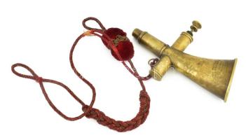 Őzcsalogató vadászkürt, jelzett (Walser F.) , h: 15 cm