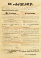 1915 Kétnyelvű hirdetmény a rögtönbíráskodás (statárium) bevezetésérőé 65x90 cm Hajtva