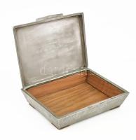 Alpakka díszdoboz, jelzett, iparművész, 12×10 cm