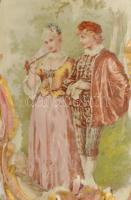 Seszták János Kolozsvár díszváza pár. Vázatesten rokályos kartusokban idillikus jelenetek, virágos d...