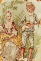 Seszták János Kolozsvár díszváza pár. Vázatesten rokályos kartusokban idillikus jelenetek, virágos d...