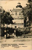 Budapest II. Hűvösvölgy, Park Szanatórium, Klimatikus, Physikális és Diétás Gyógyintézet, Vízgyógyintézet, Elektrotherapia, főépület. Hidegkúti út 78. (EB)