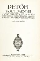 Ferenczi Zoltán, Dr. Sipőcz Jenő: Petőfi költeményei. A költő születése századik évfordulójának emlékére kiadja Budapest Székesfőváros Közönsége. Ferenczi Zoltán (1857-1927) irodalomtörténész, a budapesti Egyetemi Könyvtár igazgatója és Dr. Sipőcz Jenő (1878-1937) Budapest főpolgármestere által aláírt és számozott (26./500) példány! A költő arcképével. Bp., 1923, Bp. Székesfőváros Házinyomdája. Félbőrkötésben, sérült és részben javított gerinccel és kötéssel, festett lapélekkel.