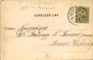 1902 Budapest VII. Erzsébet körút a Zion palotával (1944-ben sárga csillagos ház volt), villamos, Ha...