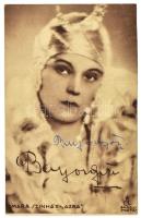 Bajor Gizi (1893-1951) színésznő aláírása egy őt ábrázoló képeslapon, (Angelo fotó.)