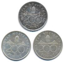 1992-1994. 200Ft Ag (3x) "MNB" és "Deák" T:AU,XF patina Adamo F13, F13.1