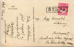 1930 Ózd, Olvasóegylet + "ÓZD P.U." pályaudvar bélyegző